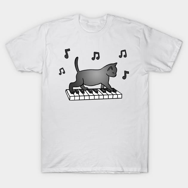 Piano Cat T-Shirt by Kelly Louise Art